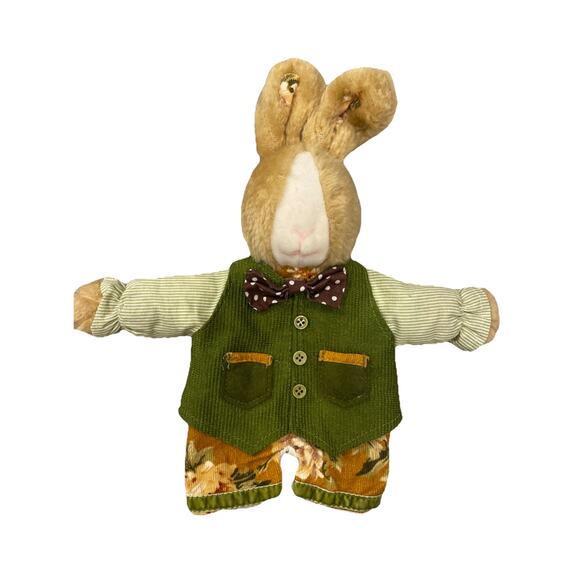 Title Unknown Other - Vintage Bunny Rabbit Hand Puppet Long Ears Plush Soft Toy Easter